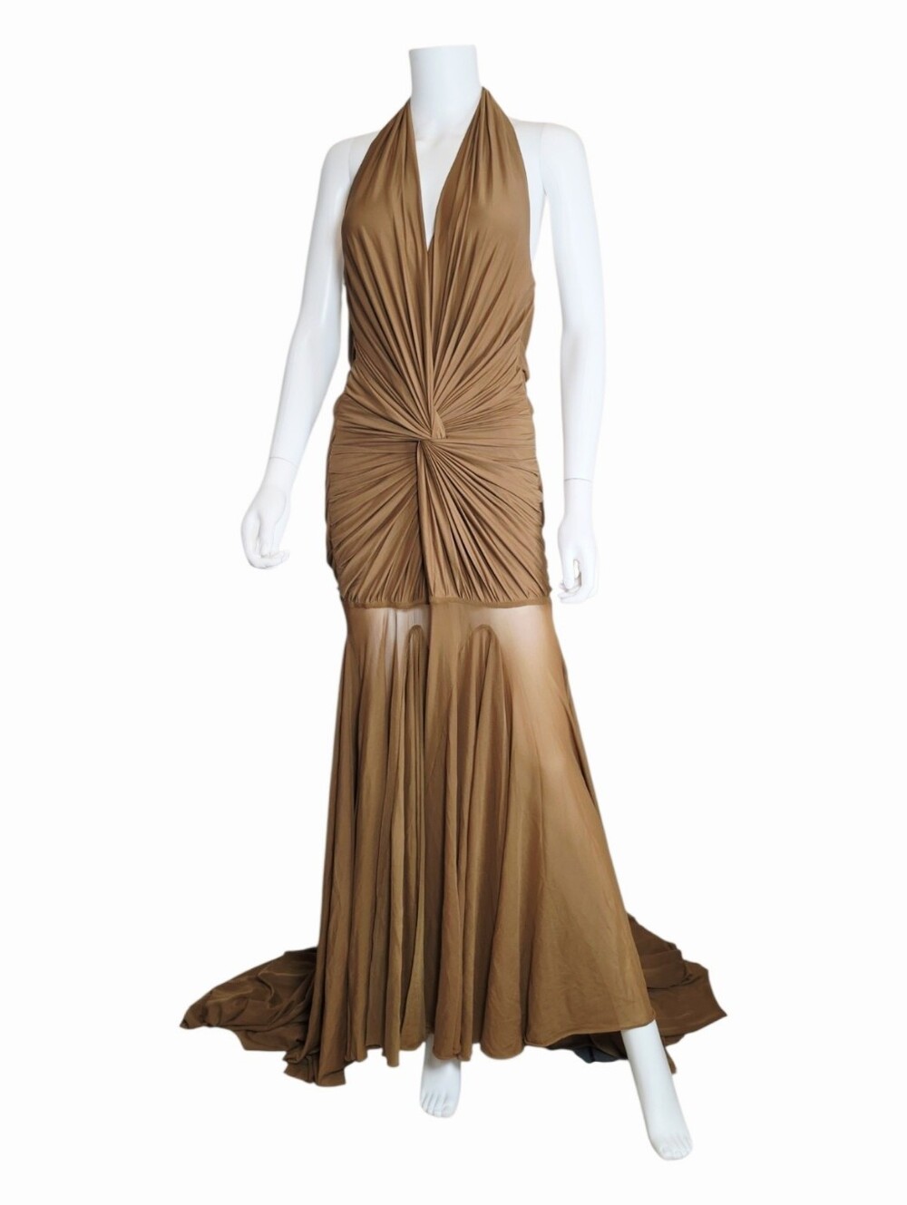 NWT $425 DEME BY GABRIELLA Chloe Dress In Sand Green Medium - Picture 4 of 9